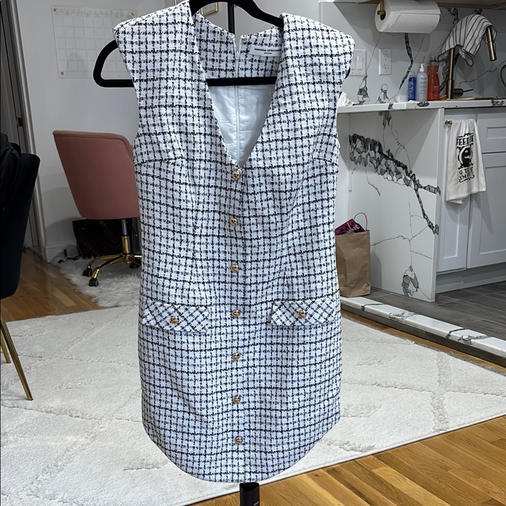 Amanda Uprichard Elegant Black and White Tweed Dress